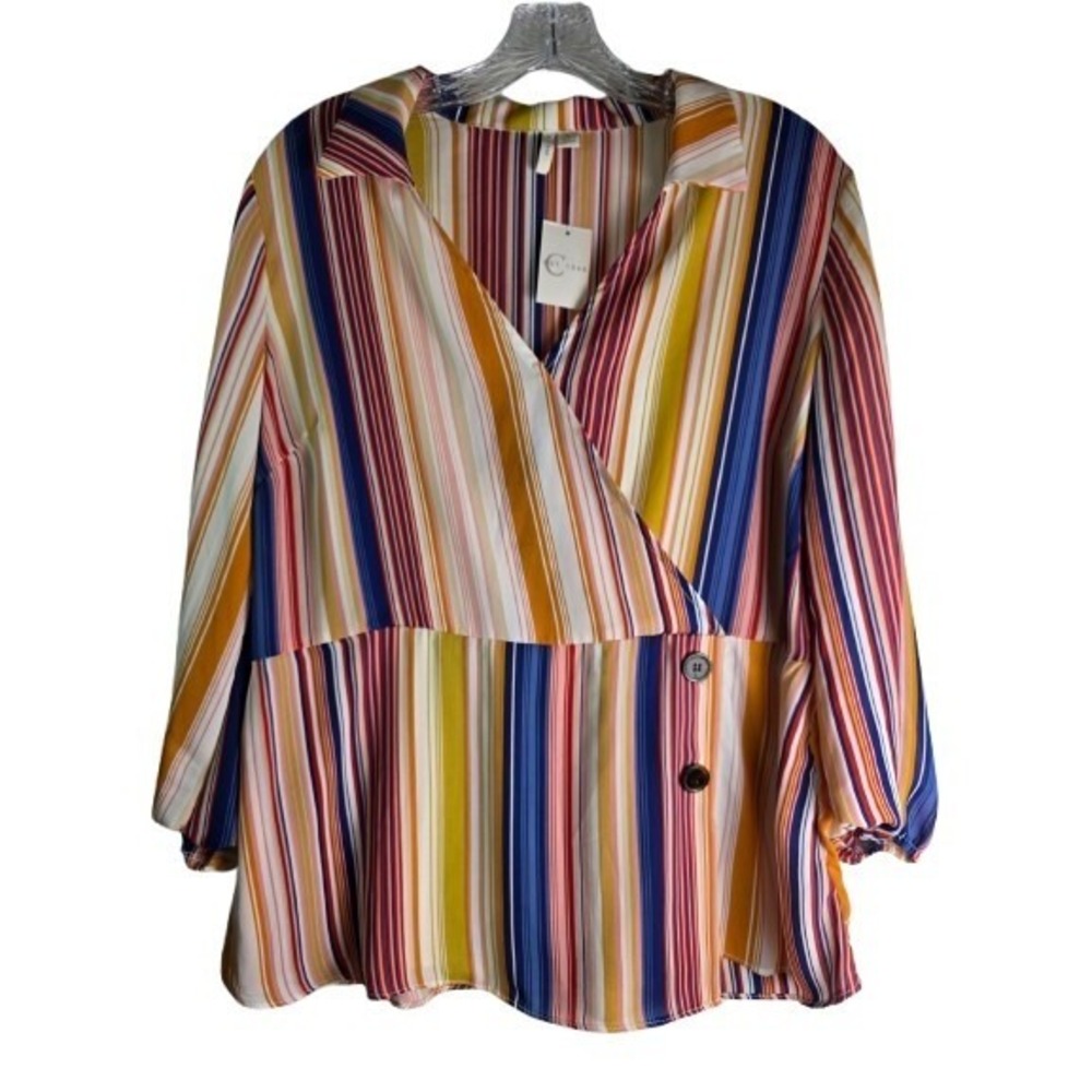 Cato Est. 1946‎ Top Womens Size L Multi Stripy Colors Casual Flowey Wear